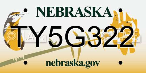 TY5G322 Nebraska License Plate
