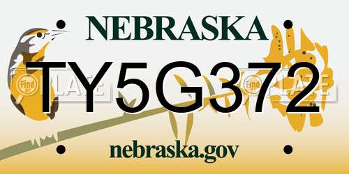 TY5G372 Nebraska License Plate