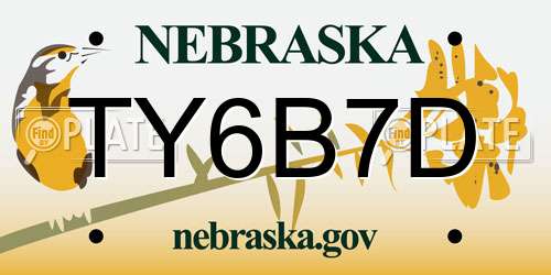 TY6B7D Nebraska License Plate
