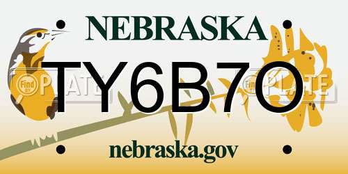 TY6B7O Nebraska License Plate