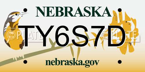 TY6S7D Nebraska License Plate