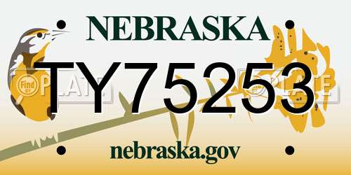 TY75253 Nebraska License Plate
