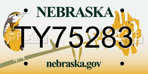 TY75283 Nebraska License Plate