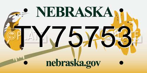 TY75753 Nebraska License Plate