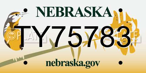 TY75783 Nebraska License Plate