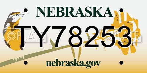 TY78253 Nebraska License Plate