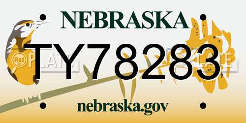 TY78283 Nebraska License Plate