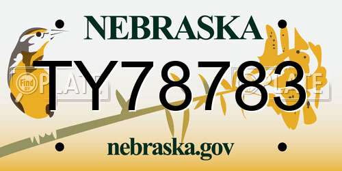 TY78783 Nebraska License Plate