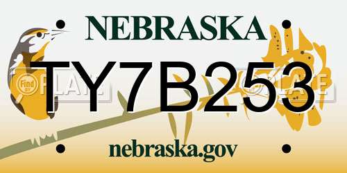 TY7B253 Nebraska License Plate