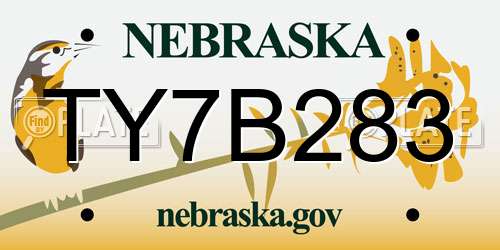 TY7B283 Nebraska License Plate