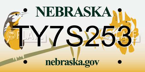 TY7S253 Nebraska License Plate