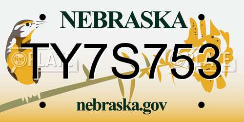 TY7S753 Nebraska License Plate
