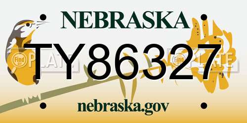 TY86327 Nebraska License Plate