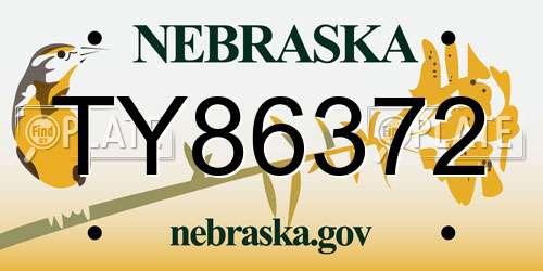 TY86372 Nebraska License Plate
