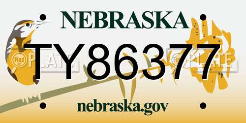 TY86377 Nebraska License Plate
