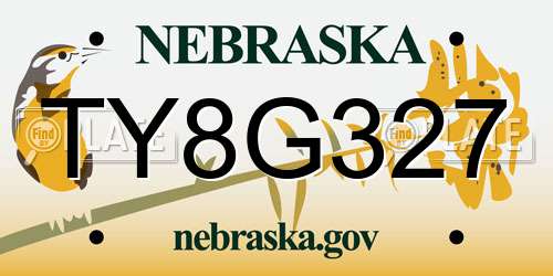 TY8G327 Nebraska License Plate
