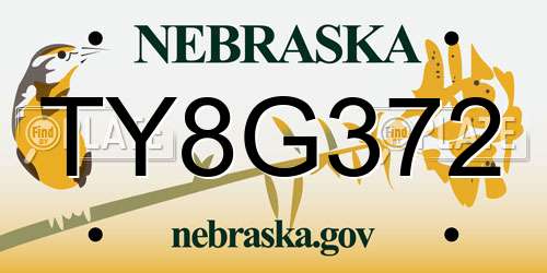 TY8G372 Nebraska License Plate