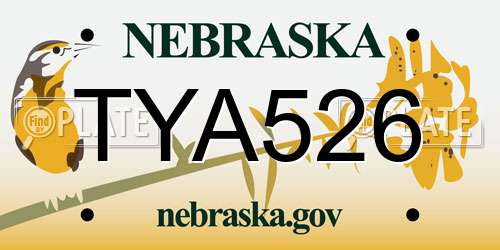 TYA526 Nebraska License Plate