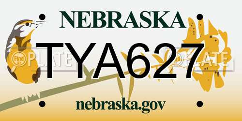 TYA627 Nebraska License Plate