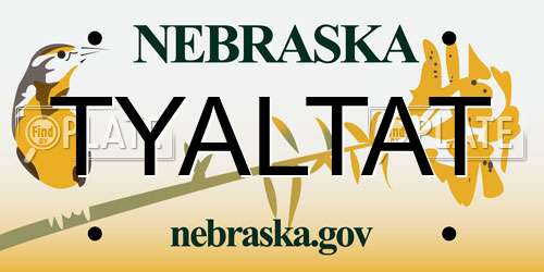 TYALTAT Nebraska License Plate