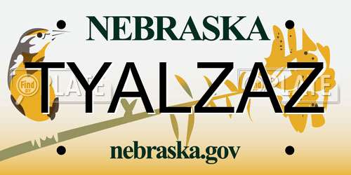 TYALZAZ Nebraska License Plate