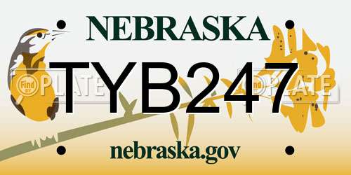 TYB247 Nebraska License Plate