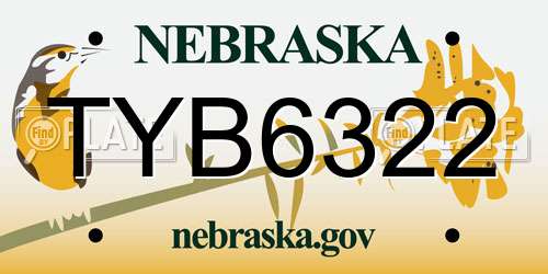 TYB6322 Nebraska License Plate