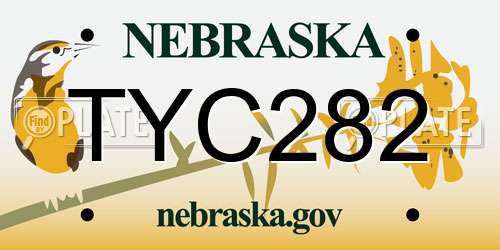 TYC282 Nebraska License Plate