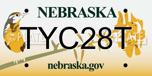 TYC28T Nebraska License Plate