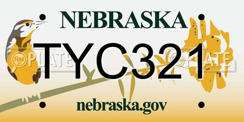 TYC321 Nebraska License Plate