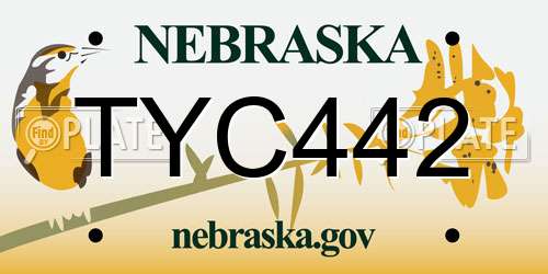 TYC442 Nebraska License Plate