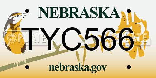 TYC566 Nebraska License Plate