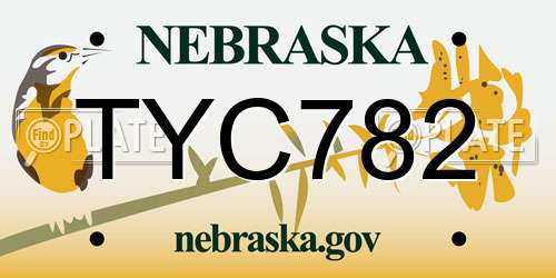 TYC782 Nebraska License Plate