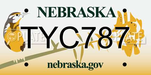 TYC787 Nebraska License Plate