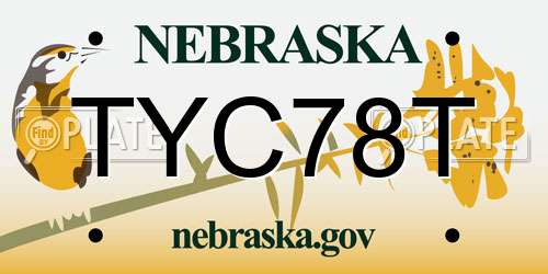 TYC78T Nebraska License Plate