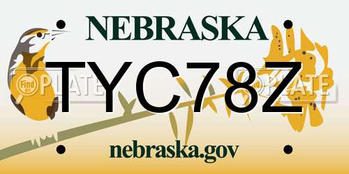 TYC78Z Nebraska License Plate