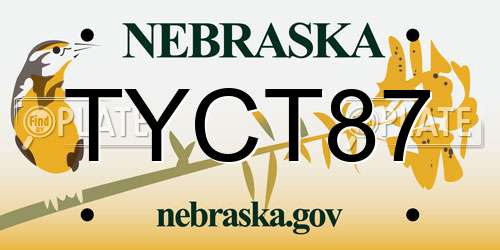 TYCT87 Nebraska License Plate