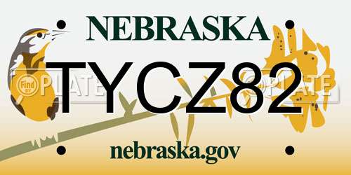 TYCZ82 Nebraska License Plate