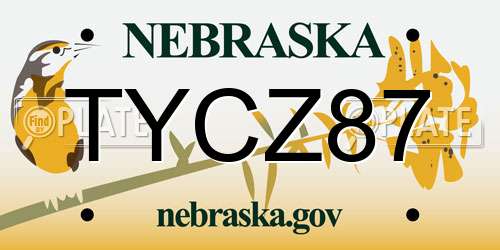 TYCZ87 Nebraska License Plate
