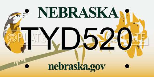 TYD520 Nebraska License Plate