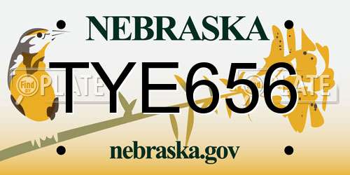 TYE656 Nebraska License Plate