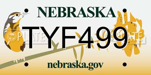 TYF499 Nebraska License Plate