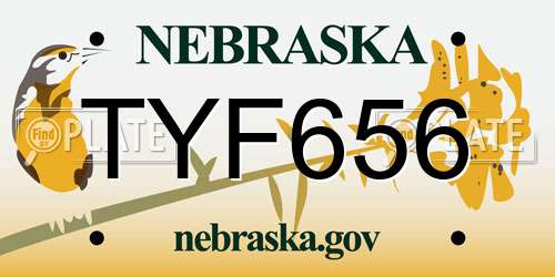 TYF656 Nebraska License Plate
