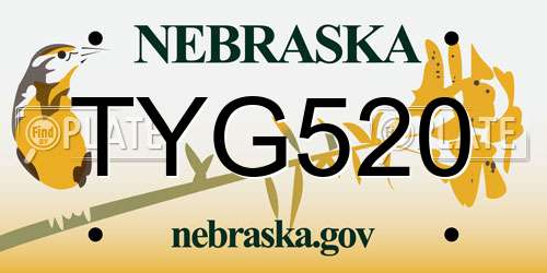 TYG520 Nebraska License Plate