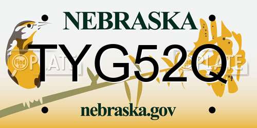 TYG52Q Nebraska License Plate