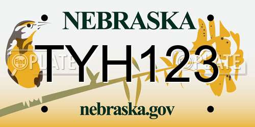 TYH123 Nebraska License Plate