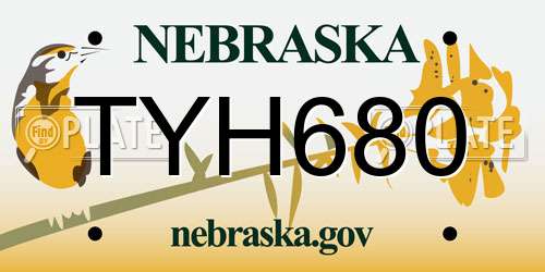 TYH680 Nebraska License Plate