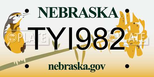 TYI982 Nebraska License Plate