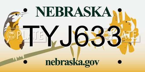 TYJ633 Nebraska License Plate