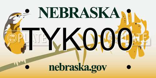 TYK000 Nebraska License Plate
